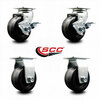 Service Caster 4 Inch Phenolic Caster Set with Roller Bearings 2 Brakes 2 Rigid SCC SCC-20S420-PHR-TLB-2-R-2